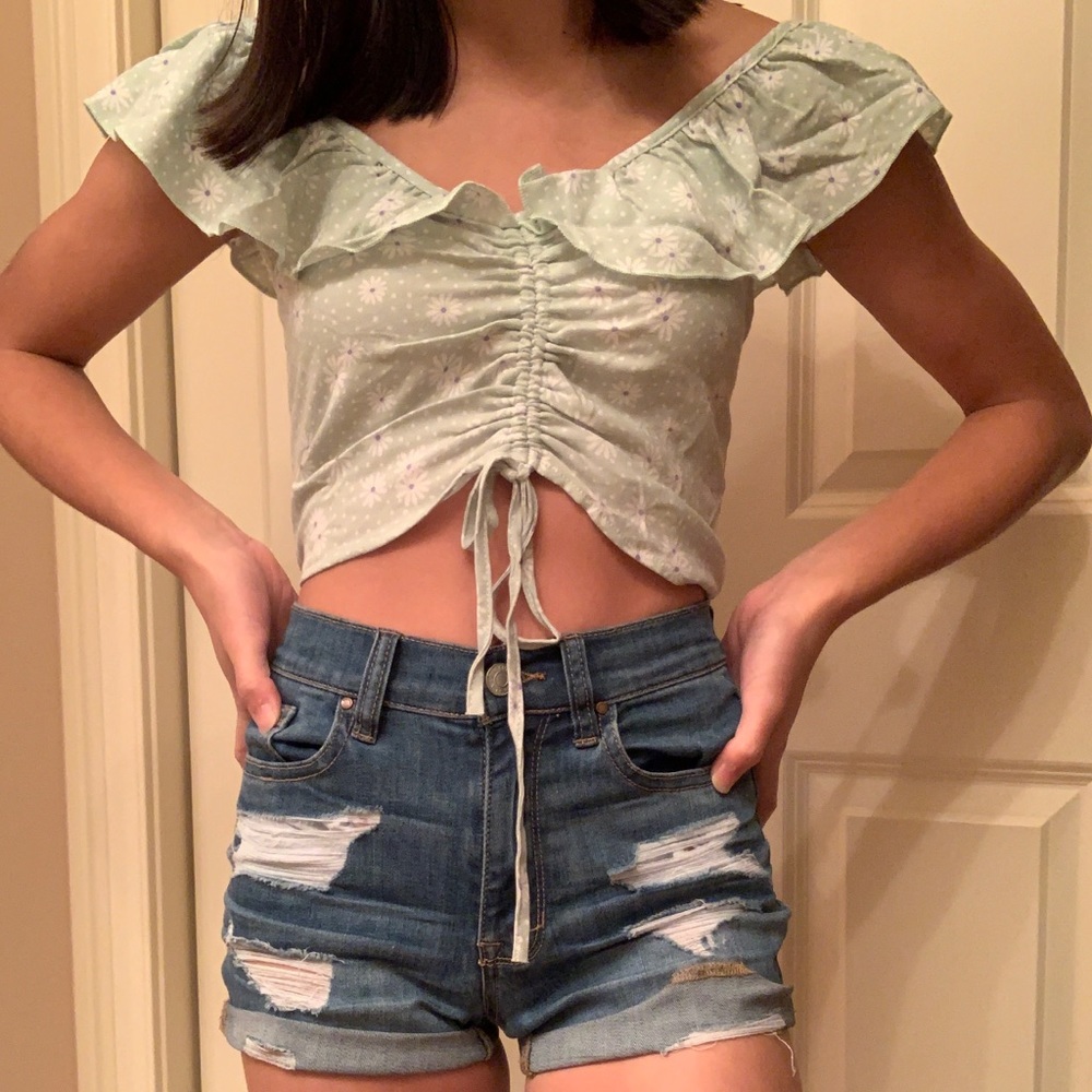 Green Flowery Top